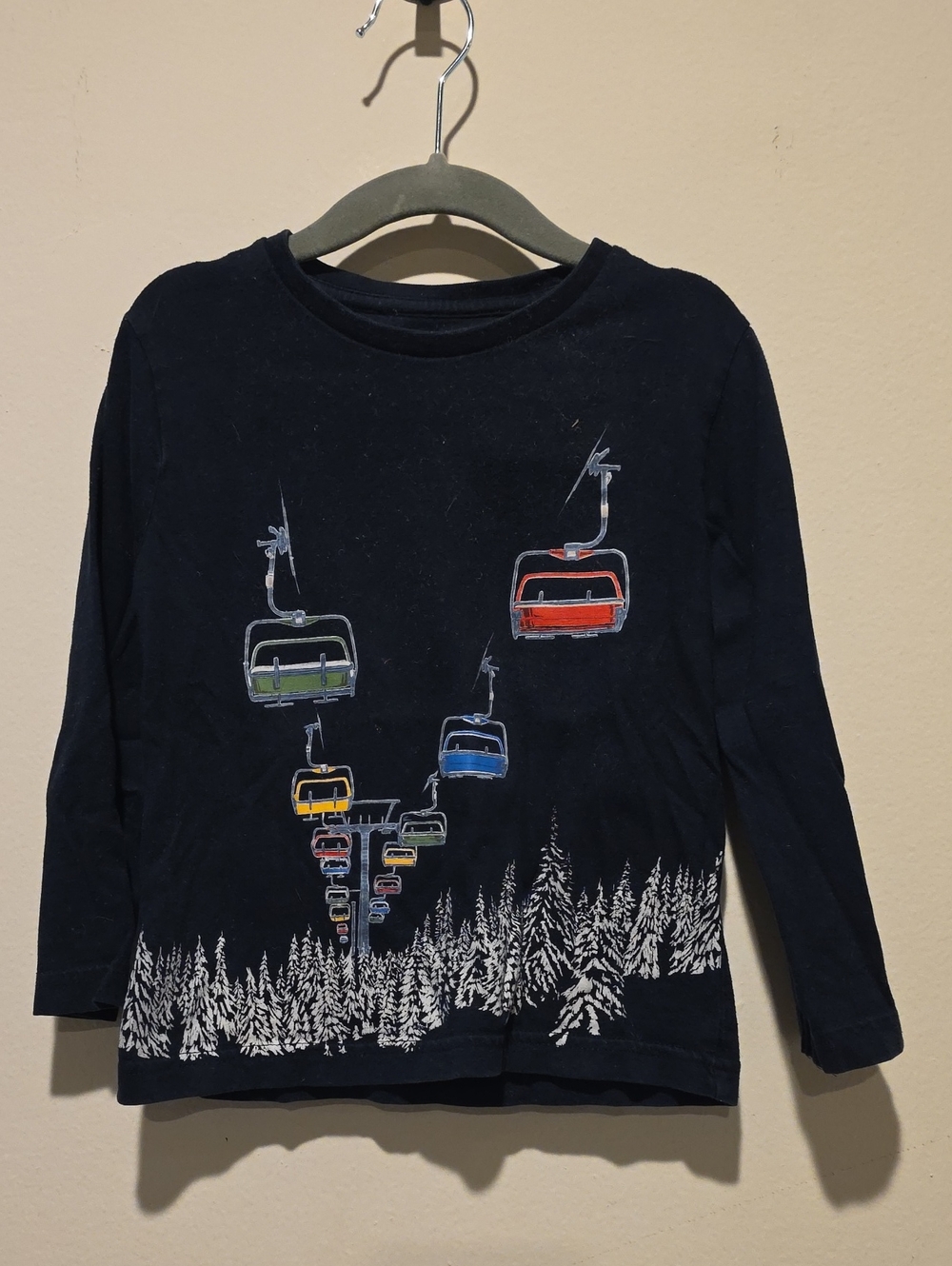 Mayoral Size 4 104 Cm Kids Navy Ski Lift Graphic Long Sleeve Shirt